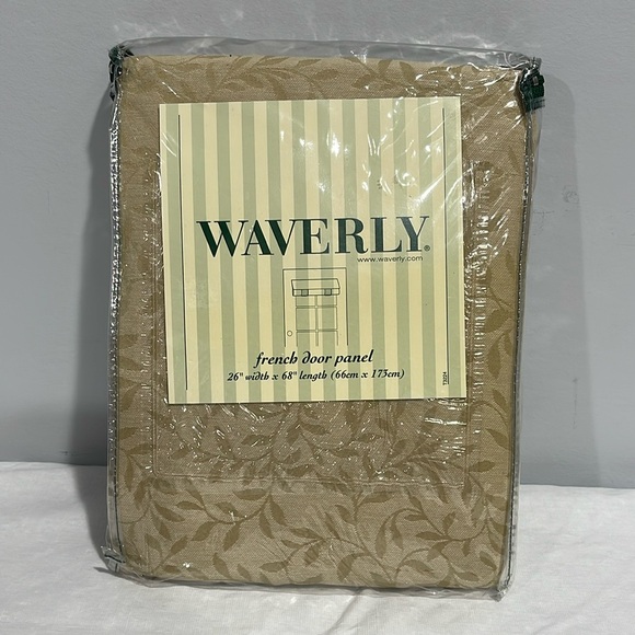Waverly Richmond Linen French Door Panel 26x68 inches floral leaf pattern beige - Picture 1 of 7